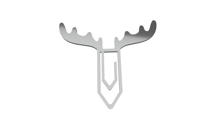 Moose silver paper clip 3D Model