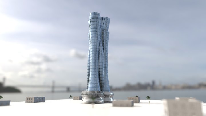 North Oil Company NOC Dubai Qatar Tower 3D Model