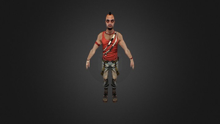 Vaas Montenegro (Far Cry 3) Retro Low-Poly Style 3D Model