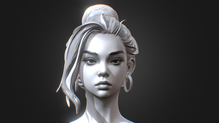 BASE MESH HEAD FEMALE SEMI-REAL STYLE 3D Model