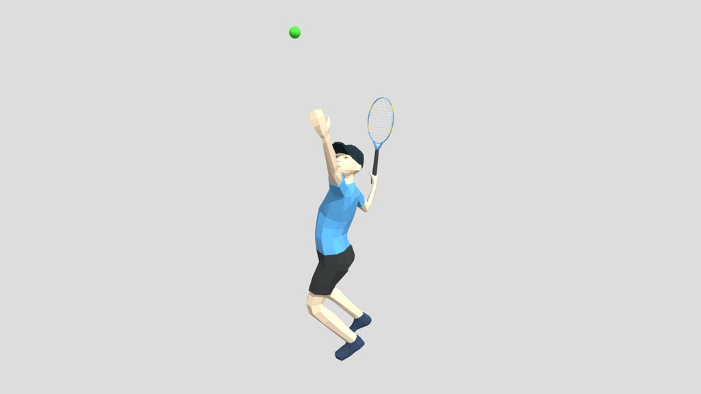 Low Poly Kid Playing Tennis