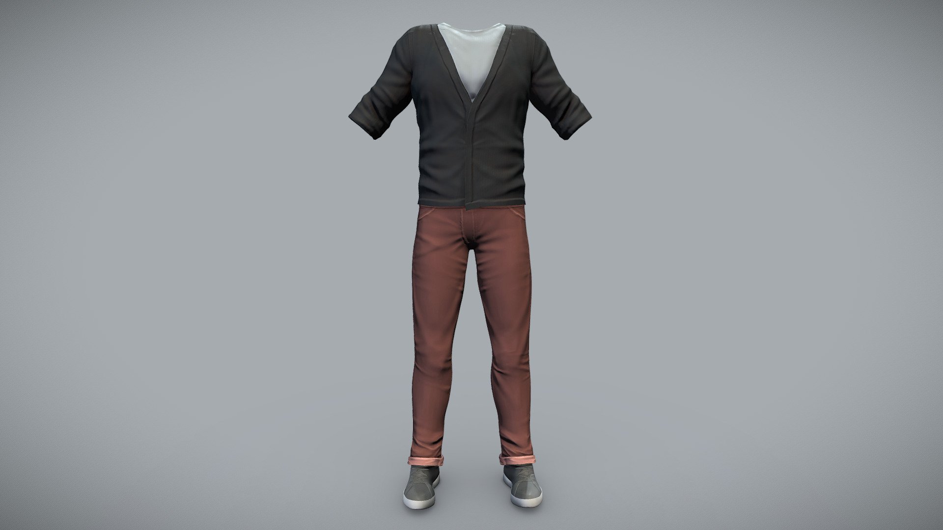 Male Cardigan Pants Shoes Casual Outfit - Buy Royalty Free 3D model by ...