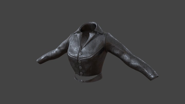 Game-Resolution Female Cropped Leather Jacket 3D Model
