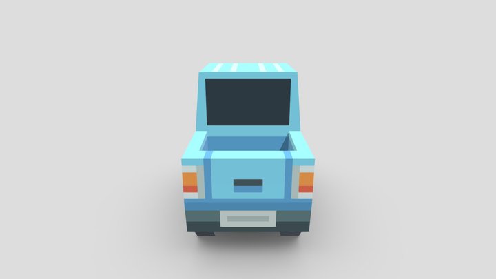 Lowpoly Pixel Pickup Truck 3D Model