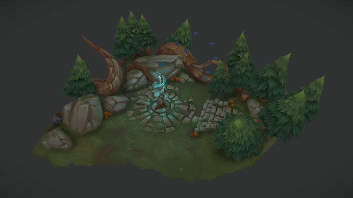 Handpainted forest environment 3D Model