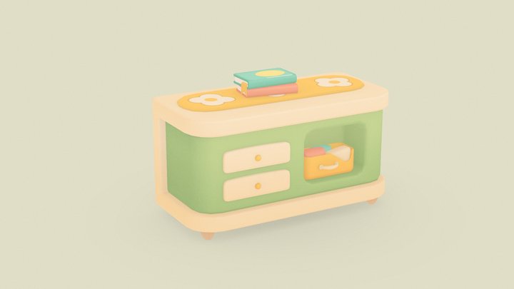 Cute stylized drawer - low poly - game ready 3D Model