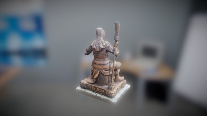 关公木雕_low 3D Model