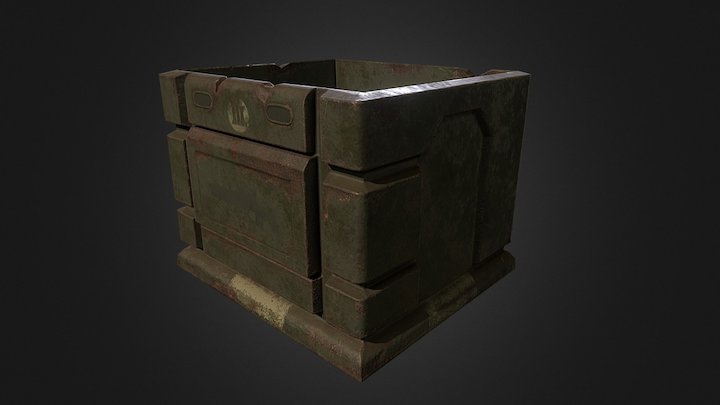 Sci-fi Damaged Crate 3D Model