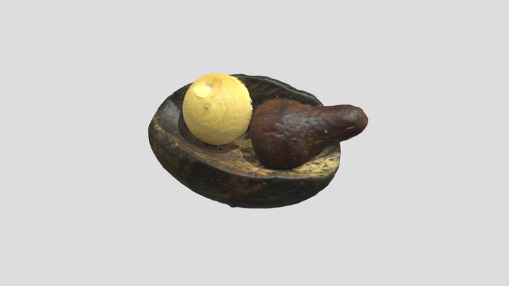 Dark wooden fruit bowl 3D Model