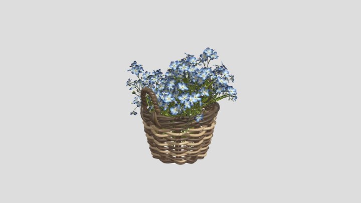 White Wildflowers In Wicker Basket – Free 3D Model STL