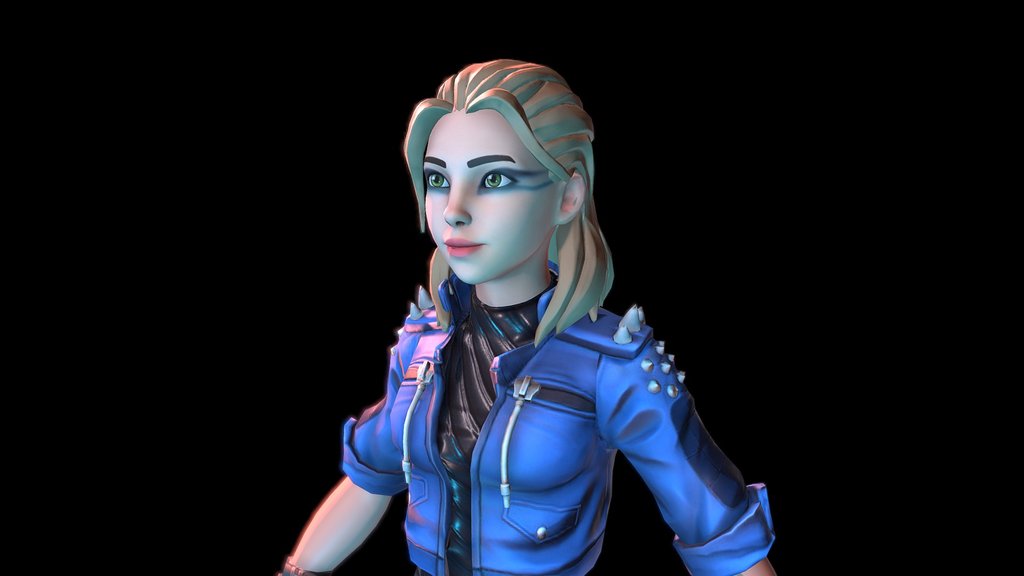 Female full-body cyberpunk themed avatar