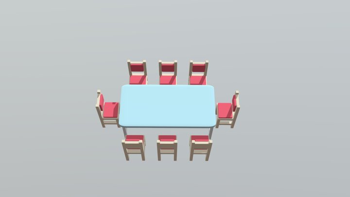 ⭐ Low-Poly Interior Dining Set 3D Model
