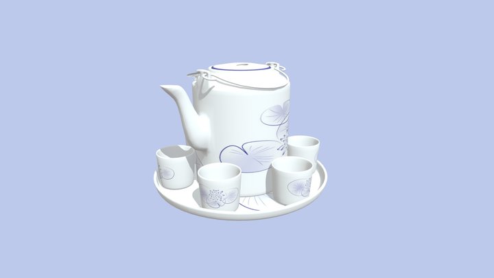 Traditional porcelain tea set 3D Model