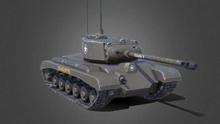 M26 Pershing "Eagle 7" tank model V2 3D Model