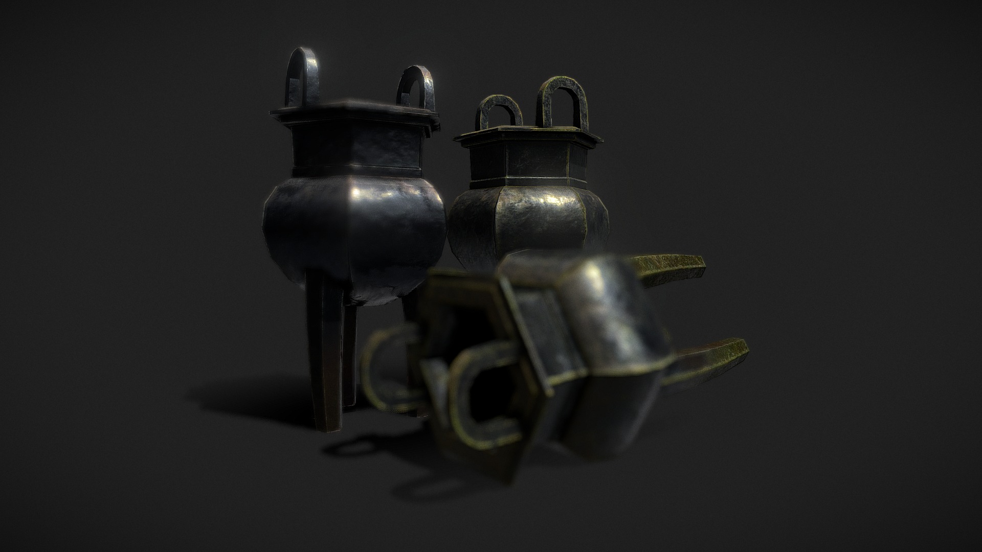 3D model Cauldrons - This is a 3D model of the Cauldrons. The 3D model is about a pair of metal bells.