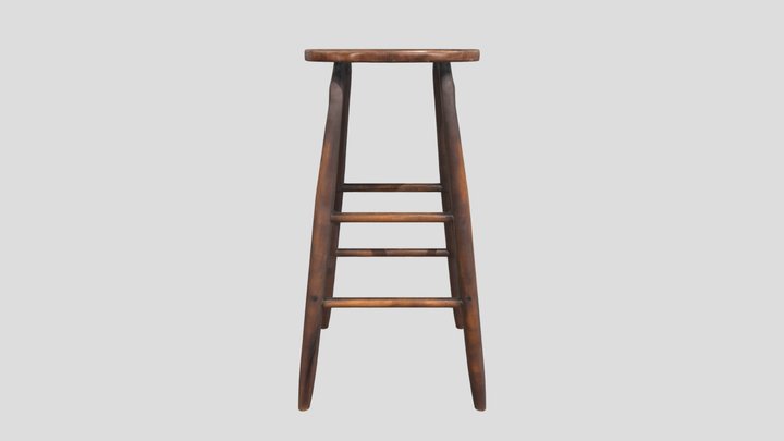 Rustic Bar Stool 3D Model