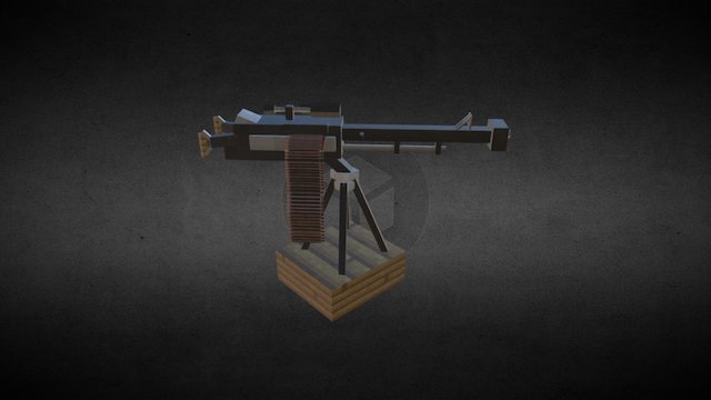 Modern Machine gun on a stand 3D Model