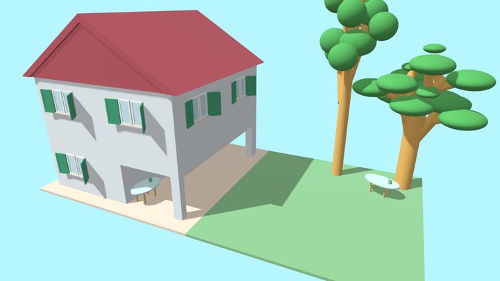 Casa con Cortile 3D Model
