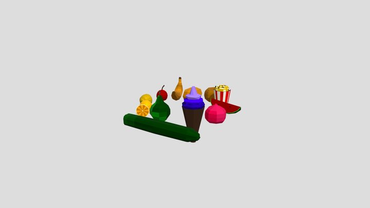 Low Pole food pack 3D Model