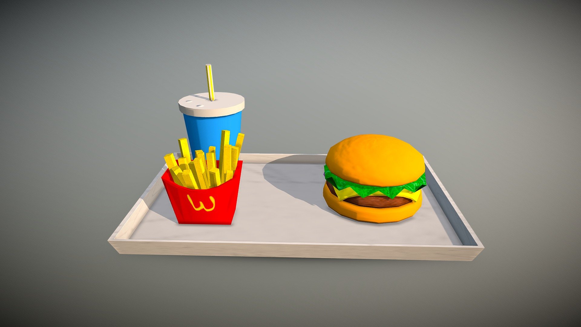 Burger Meal - 3D model by jasonjliang [7a9ba73] - Sketchfab