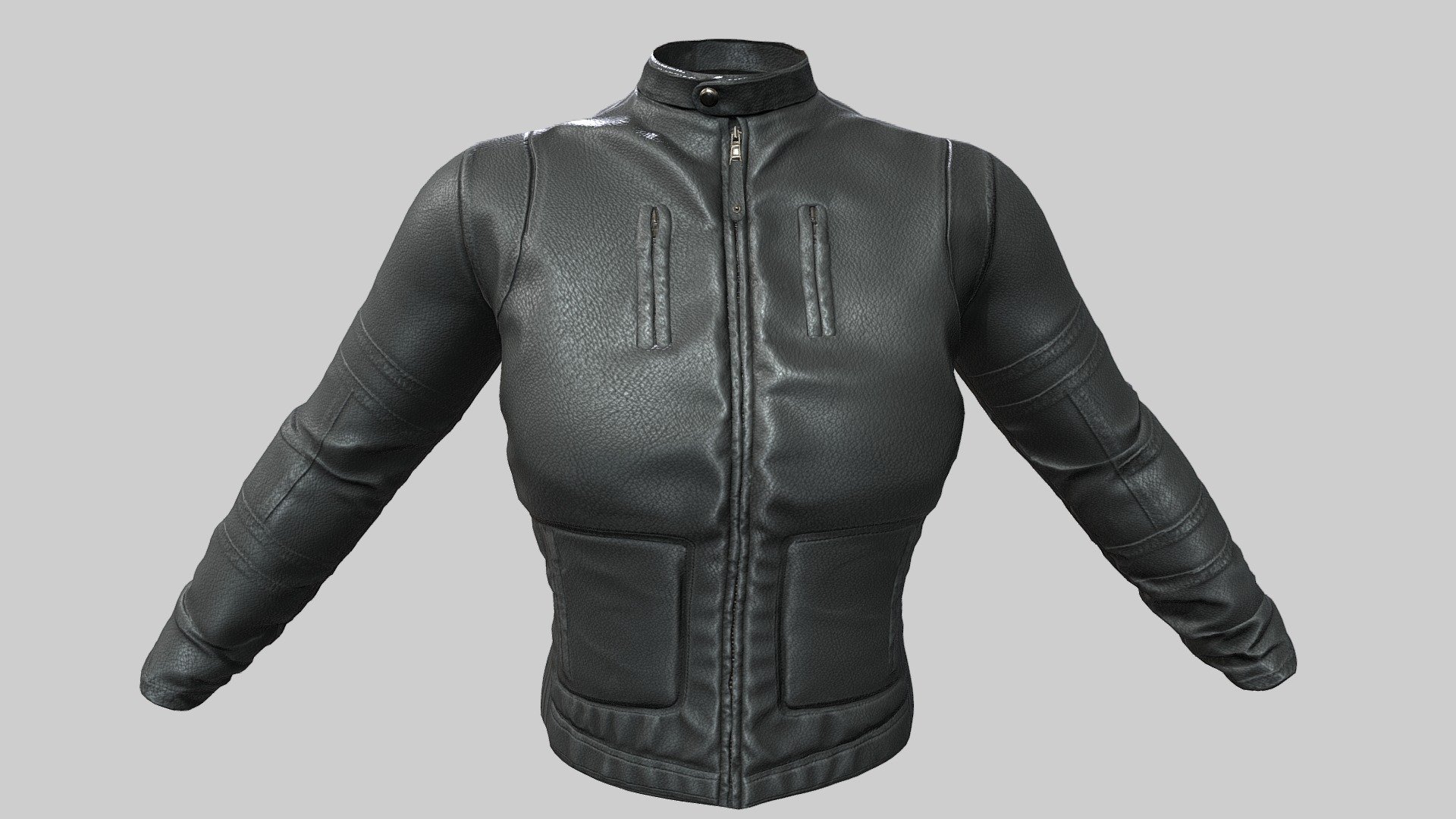 Female Black Leather Fashion Jacket - Buy Royalty Free 3D model by 3dia ...