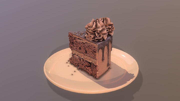 A Slice Of Chocolate Gateau 3D Model