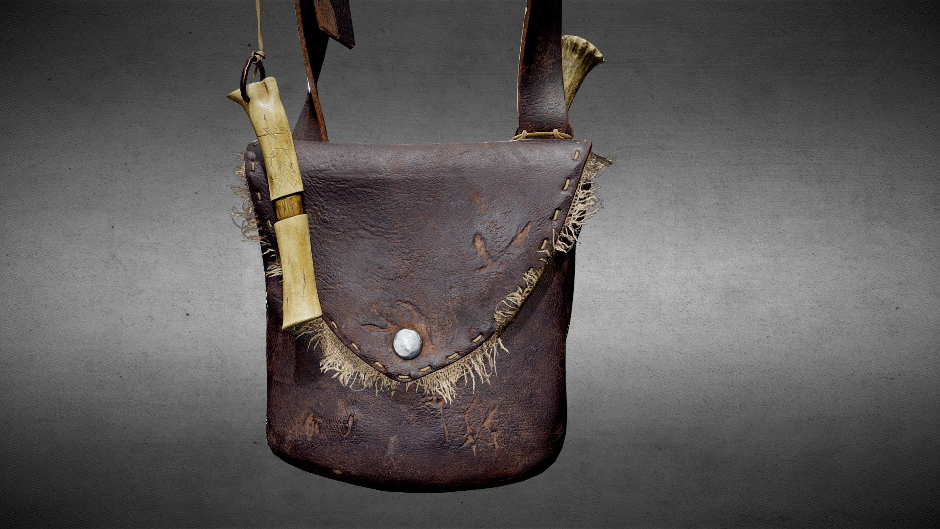 a small leather bag, fantasy illustration, medieval