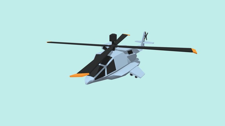 Low Poly Helicopter with animations 3D Model