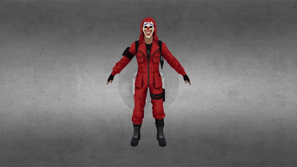 Freefire 3d model red criminal