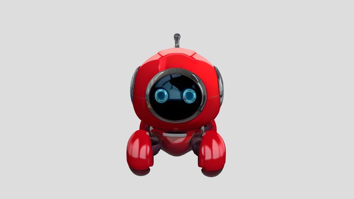 Round, futuristic robot with wheels. 3D Model