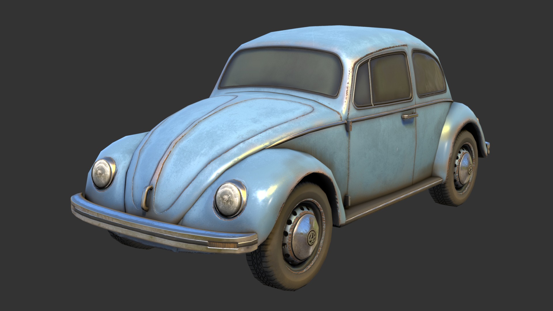3D model Volkswagen Beetle - This is a 3D model of the Volkswagen Beetle. The 3D model is about a blue car with a white background.