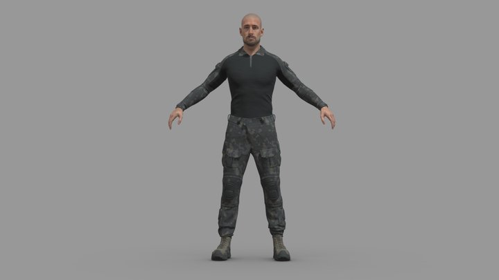 Soldier in Tactical Uniform 3D Model