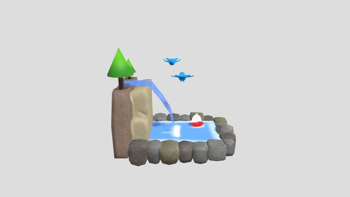 Waterfall (Low Poly) 3D Model