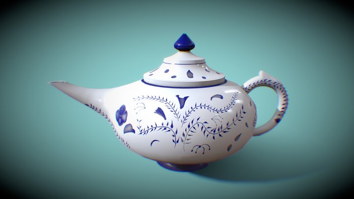 Gzhel Teapot | Tableware Model – Kostenloses 3D-Modell STL