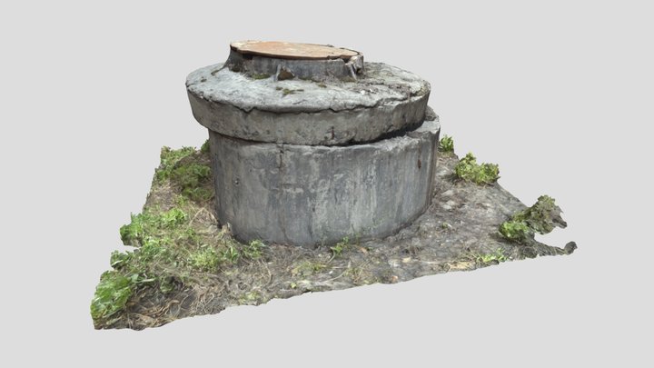 Concrete manhole with iron cover 3D Model