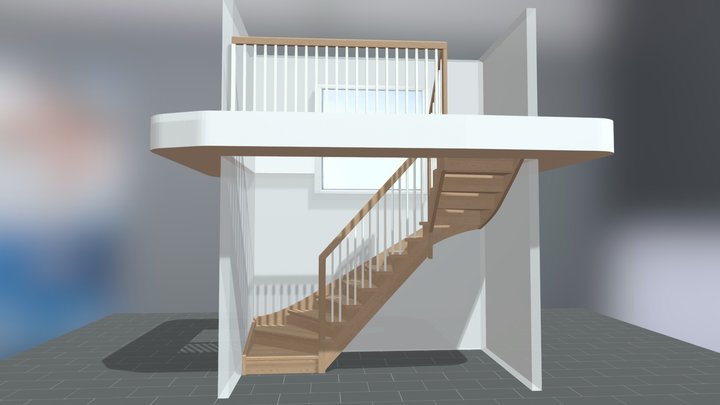 Halvsvingstrappe 3D Model