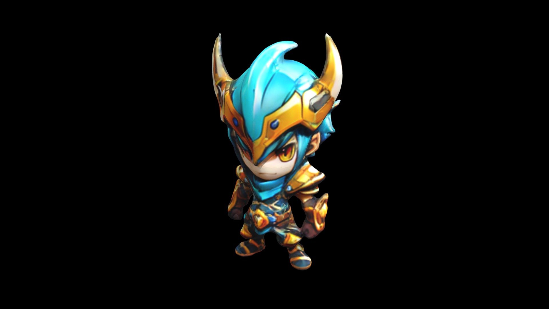 a cartoon character with horns and blue hair - Download Free 3D model ...