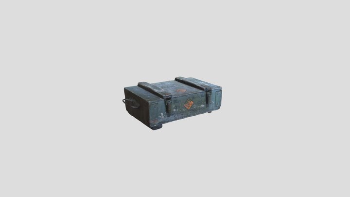 Old green box of military ammunition 3D Model