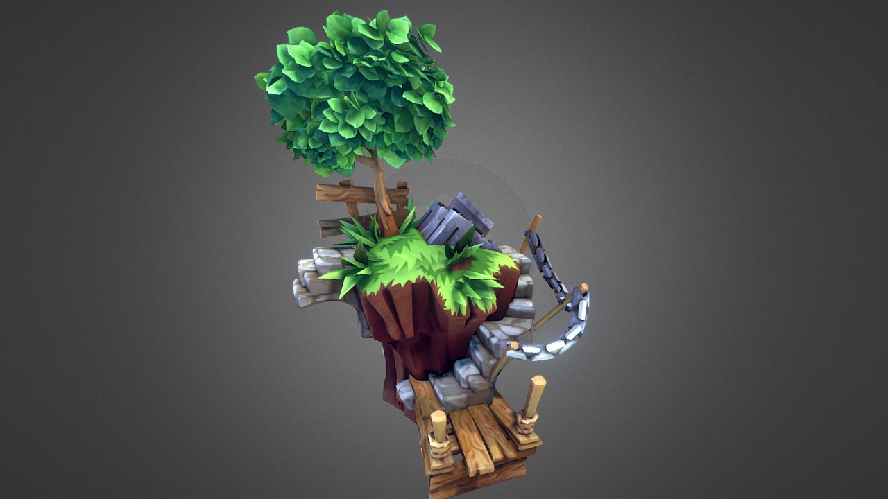 3D model Flying Island 001 - This is a 3D model of the Flying Island 001. The 3D model is about a tree with a small tree on it.