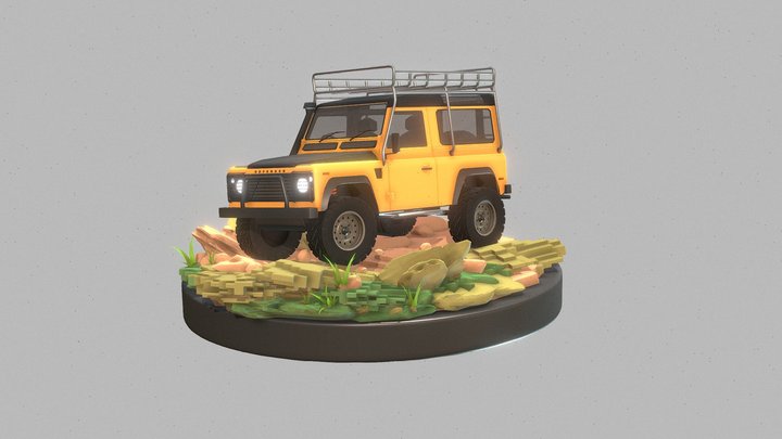 Land Rover Defender 90 OffRoad Lowpoly 3D Model