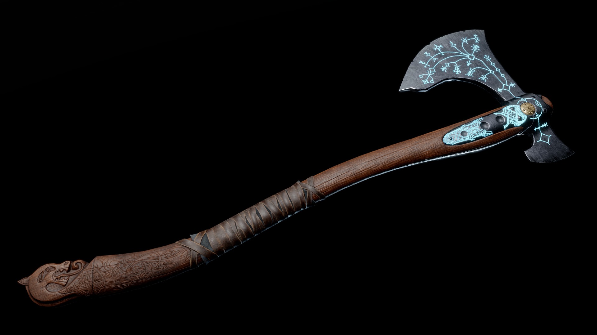 3D model Leviathan – God of war Fan art - This is a 3D model of the Leviathan - God of war Fan art. The 3D model is about a sword with a handle.