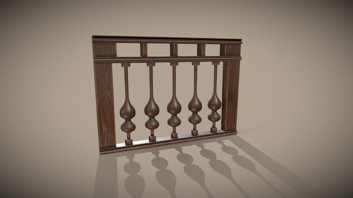 Wood Railing banister 3D Model
