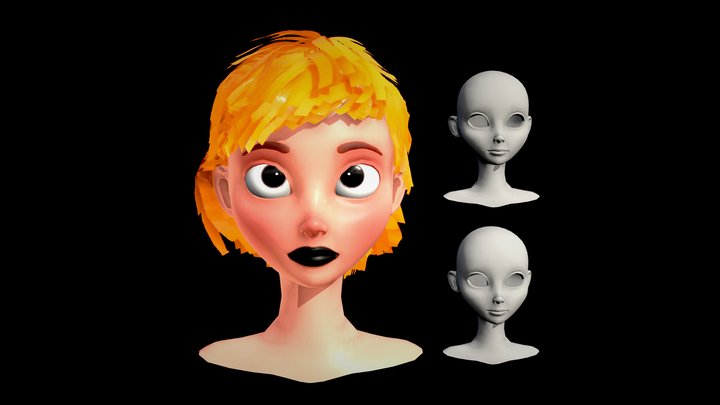 Stylized Female Head base mesh 3D Model