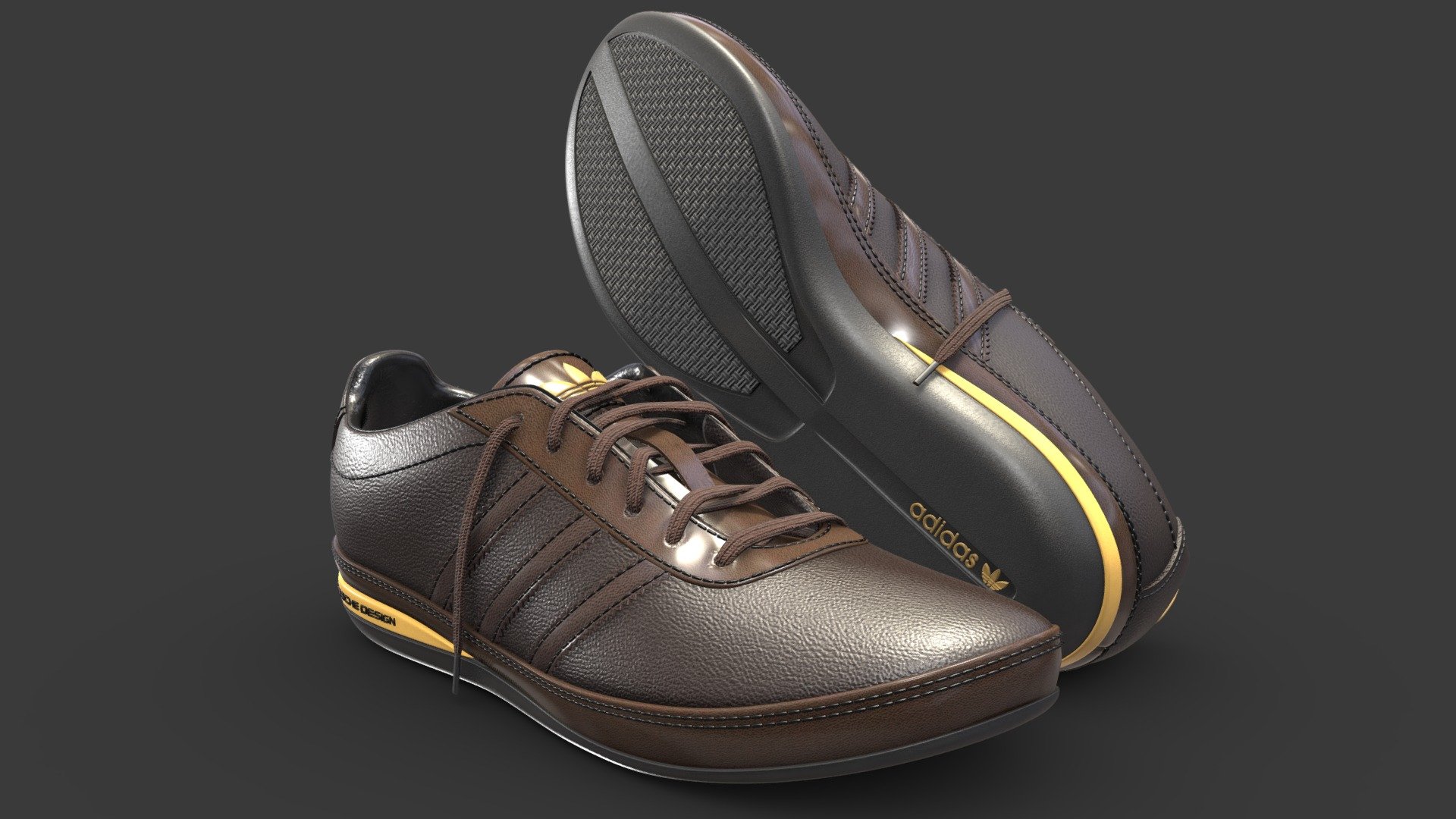 virtud Demon Play cuidadosamente Adidas Porsche Shoes (Brown) - Buy Royalty Free 3D model by League Studio  (@leaguestudio) [7ad2a59]