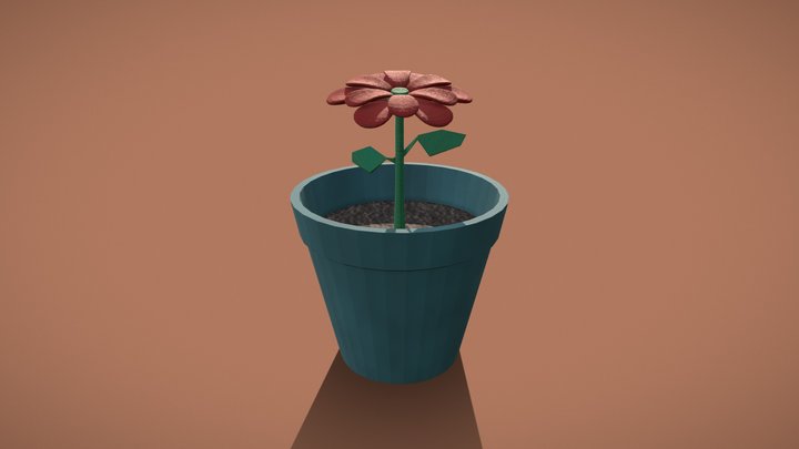 Flower Pot LowPoly 3D Model