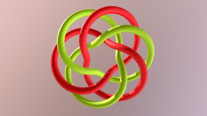 Two trefoils on a torus 3D Model