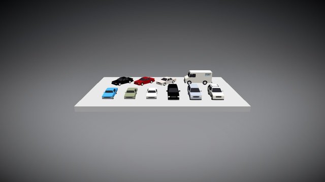 Flat Suburb Cars 3D Model