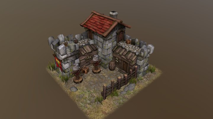 Old stone barracks 3D Model