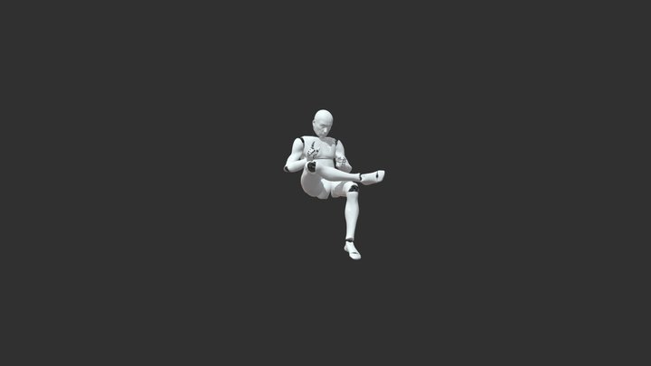 Sitting With A Tablet V2 3D Model