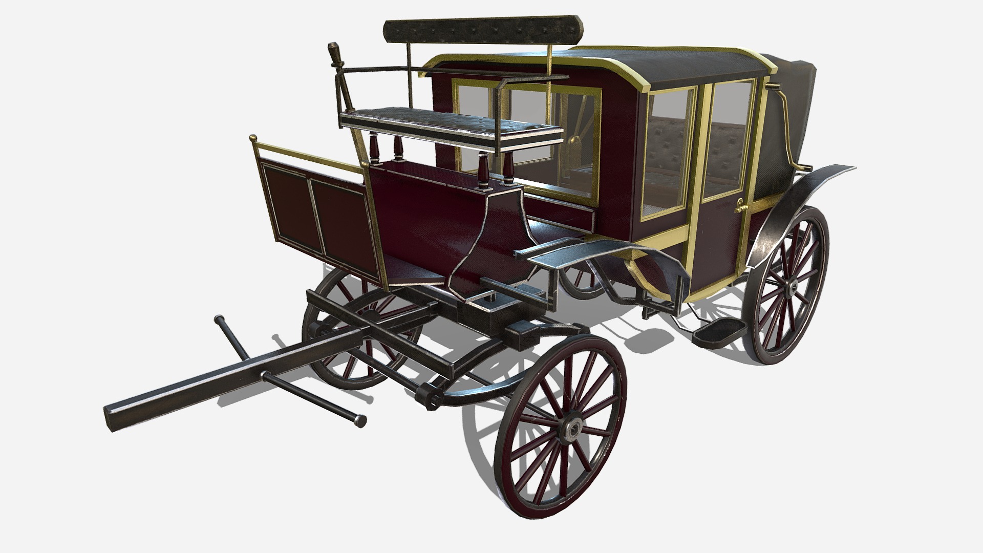 3D model Carriage - This is a 3D model of the Carriage. The 3D model is about a black and gold carriage.